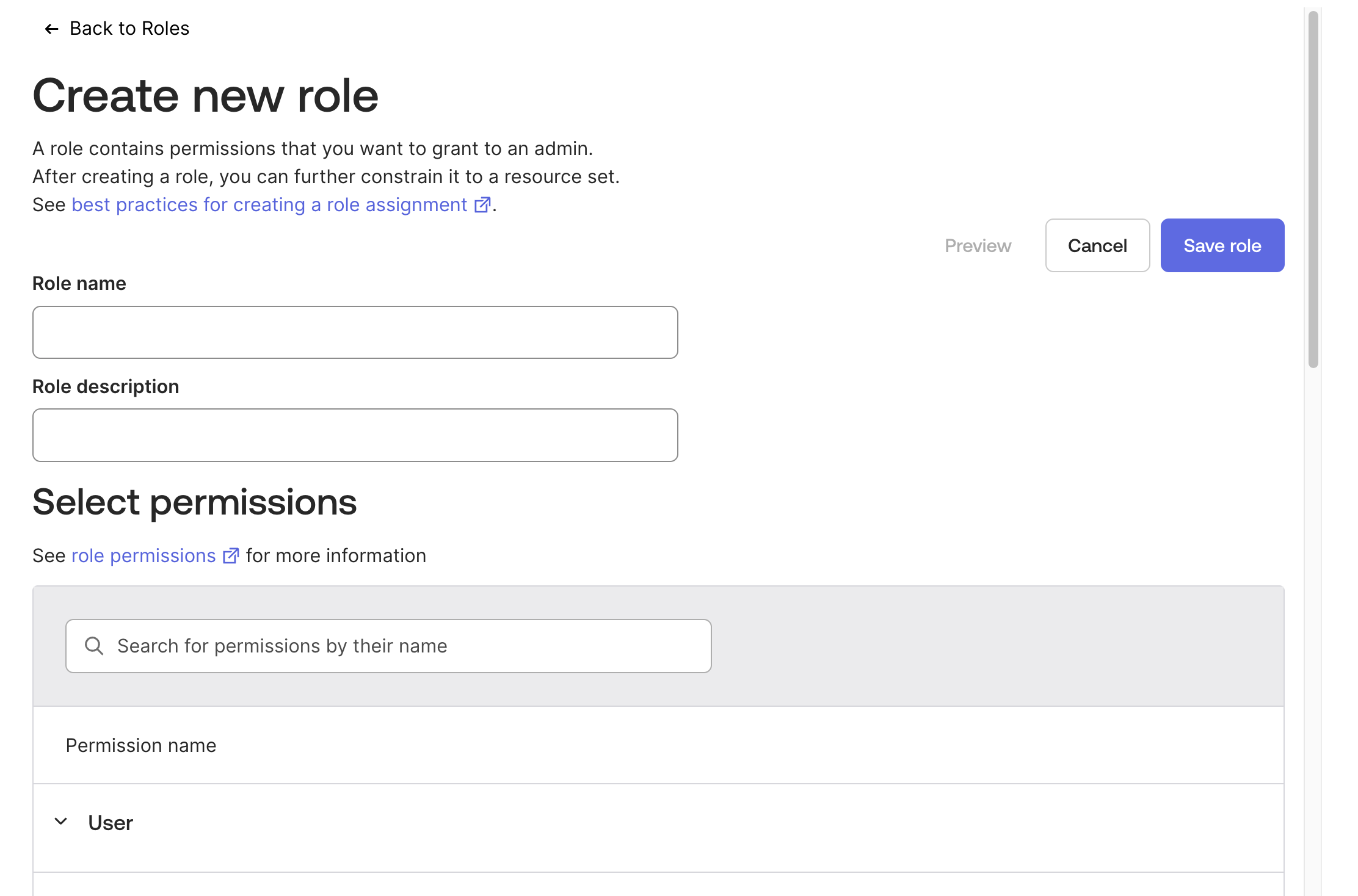 Create new Okta admin role